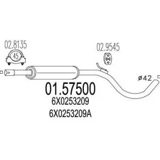 Резонатор (Средняя часть выхлопной системы (Резонатор)) MTS 01.57500