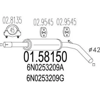 Резонатор (Средняя часть выхлопной системы (Резонатор)) MTS 01.58150