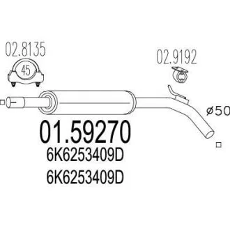 Резонатор (Средняя часть выхлопной системы (Резонатор)) MTS 01.59270