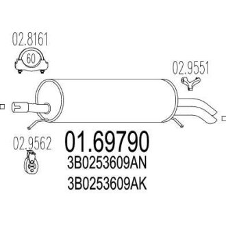 Глушник (Задняя часть выхлопной системы (Глушитель).) MTS 01.69790