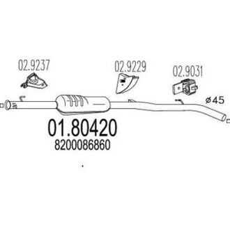 Проміжний глушник MTS 0180420