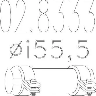 Муфта вихлопної системи (Муфта выхлопной системы (Тип В,внутр. диаметр - 55,5 мм,длина - 120 мм)) MTS 02.8333
