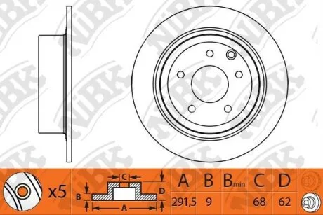 Диск тормозной NISSAN QASHQAI/JUKE 07- зад. NiBK RN1302