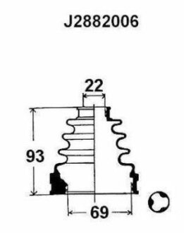 Пыльник ШРУСа TOYOTA 22 x 69 MM, HEIGHT 93 MM внутр. NIPPARTS J2882006