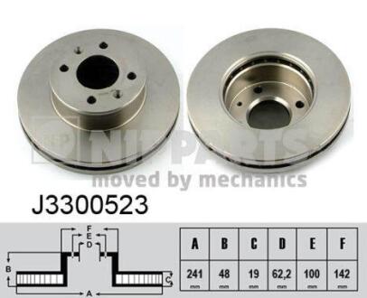 Диск тормозной HYUNDAI GETZ 1.1-1.6 R13" 02- без АБС передний вент.D=241мм. NIPPARTS J3300523
