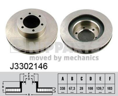 Диск тормозной TOYOTA LAND CRUISER PRADO (J120) 2.7-4.0 02- передний NIPPARTS J3302146