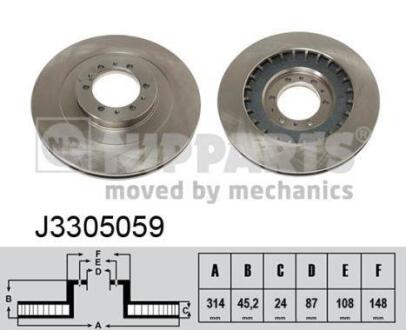 Диск тормозной MITSUBISHI PAJERO 2.5-3.0 90-00/PAJERO SPORT 2.5-3.0 98- передний NIPPARTS J3305059