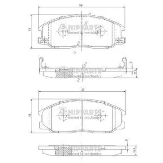 Тормозные колодки дисковые HYUNDAI H-1/SANTA FE/TRAJET/SSANGYONG REXTON 01- перед.SemiMetallic NIPPARTS J3600526