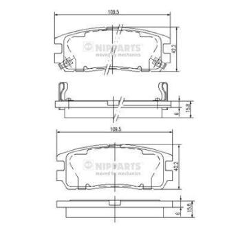Тормозные колодки дисковые GREAT WALL HOVER/ISUZU TROOPER/OPEL FRONTERA/MONTEREY задние NIPPARTS J3619001