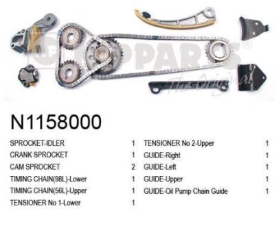 Комплект ланцюга приводу розподілвалу NIPPARTS N1158000