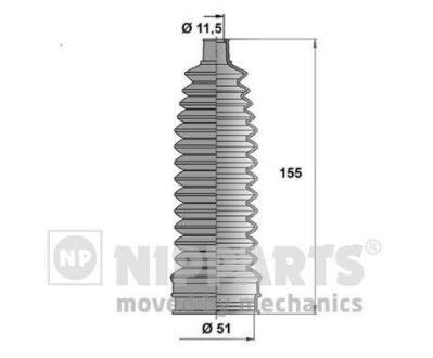 Пыльник рулевой рейки комплект NISSAN Micra 03-11, Note 05-13, NV200 10-н.в. NIPPARTS N2841035