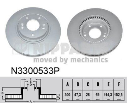 Диск тормозной HYUNDAI/KIA I40/IX35/SONATA/OPTIMA/SPORTAGE II 04- передний вент. NIPPARTS N3300533P