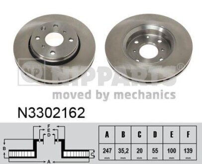 Диск тормозной Toyota AYGO, Citroen C1, Peugeot 107 NIPPARTS N3302162