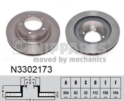 Тормозной диск, передний лев./прав. NIPPARTS N3302173