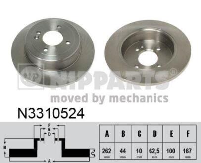 Диск тормозной HYUNDAI SOLARIS 10-/KIA RIO III 11- задний NIPPARTS N3310524