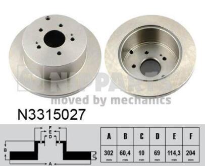 Диск гальмівний / MITSUBISHI GRANDIS 2.0DI-D 16V 07.02- NIPPARTS N3315027