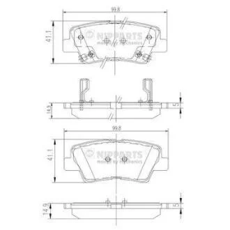Тормозные колодки дисковые HYUNDAI SOLARIS 10-/SONATA V (NF) 05-/KIA SOUL 09- задние NIPPARTS N3610311