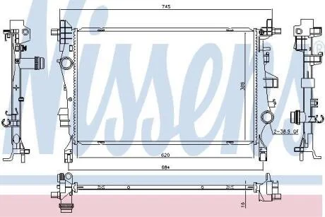 JEEP Радіатор системи охолодження двигуна RENEGADE 1.4, 1.6 14-, FIAT NISSENS 606447
