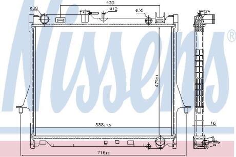 ISUZU Радіатор системи охолодження двигуна D-MAX I 2.5 DiTD 02- NISSENS 60855