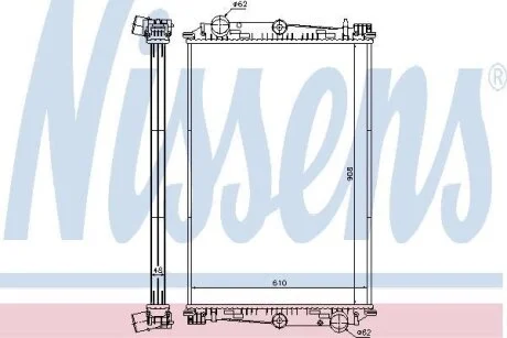 Радіатор охолоджування / РАДИАТОР БЕЗ РАМЫ DAF F 85 (93-) 908X610X48 NISSENS 614270