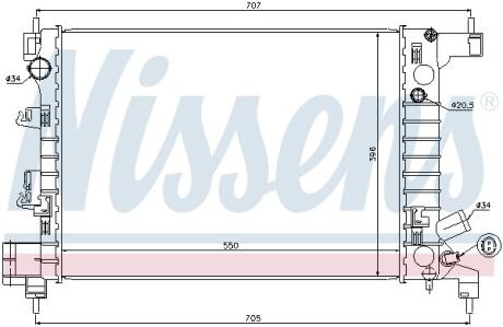 Радиатор охлаждения двигателя CHEVROLET AVEO 11- 1.2/1.4 NISSENS 61678
