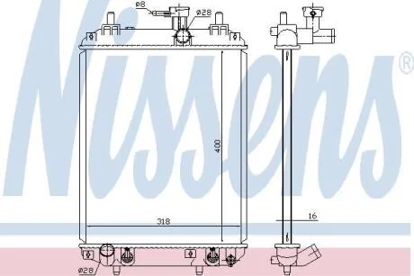 Радіатор охолодження двигуна DAIHATSU SIRION (2005) 1.0 DVVT NISSENS 617548