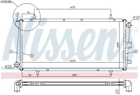Радіатор, охолодження двигуна NISSENS 62785A