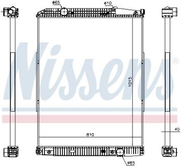 Радіатор охолоджування / РАДИАТОР БЕЗ РАМЫ MB ACTROS 96- 1015X810X40 NISSENS 627910