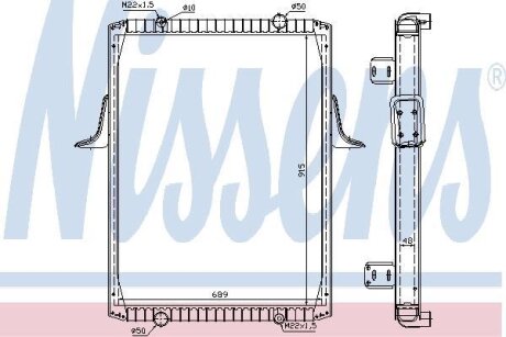 Радіатор охолоджування / РАДИАТОР В СБОРЕ С РАМОЙ RVI PREMIUM 340/385 915X689X48 NISSENS 63821A