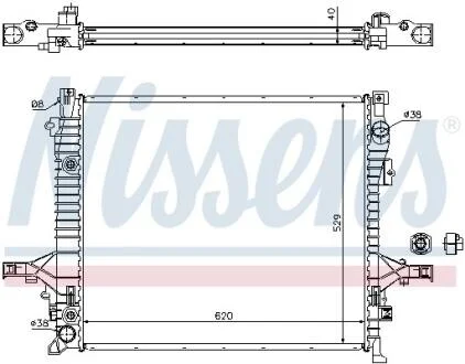Радиатор охлаждения двигателя VOLVO XC90 02- 2.5/3.2 (620X529) NISSENS 65613A