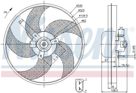 Вентилятор двигателя CITROEN BERLINGO/PEUGEOT PARTNER (96-) NISSENS 85668