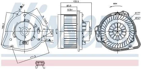 Вентилятор отопителя салона VOLVO C70/S70/V70/XC70 96-05 2.0-2.4/2.5TD NISSENS 87020