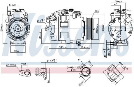 Компресор кондиціонера AUDI A8 D3, A8 D4, Q7, VW TOUAREG 4.0D/4.2D 05.03-03.18 NISSENS 890068