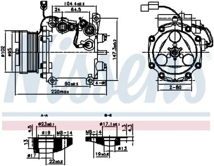 MITSUBISHI Компресор кондиціонера ECLIPSE IV 05-, ENDEAVOR 03-, GALANT IX 03- NISSENS 890879