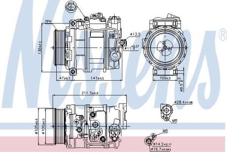 Компресор MERCEDES-BENZ C-SERIES W203 (2000) C240 2.6 NISSENS 89090