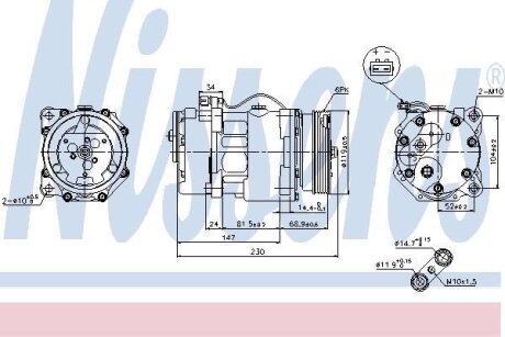 Компресори кондицiонерiв (Компрессор SEAT ALHAMBRA(96-)1.8 T(+)[OE 7M0820803M]) NISSENS 89165