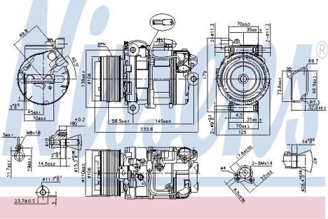 Компрессор кондиционера BMW 5/7 F10/F01 08- NISSENS 89595