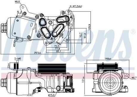 CITROEN Оливний радіатор Berlingo, C3 II, C4 II, Grand Picasso, Mitsubishi, Peugeot 207/208/308, Partner 1.6 HDI 08- NISSENS 91124
