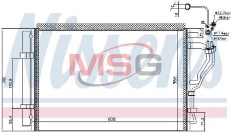 Радіатор кондиціонера (конденсатор) з осушувачем HYUNDAI ELANTRA V 1.6 11-, KIA NISSENS 941126