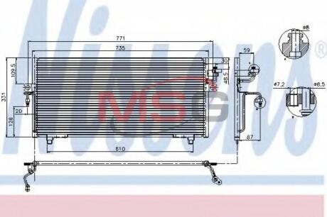 NISSAN Радіатор кондиціонера (конденсатор) без осушувача Primera P11 96- NISSENS 94299