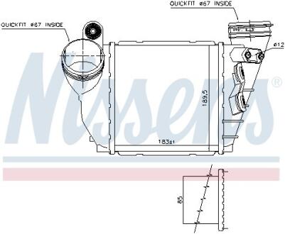 Интеркулер SKODA OCTAVIA I (1U) (96-)/VOLKSWAGEN GOLF IV (1J) (97-) NISSENS 96487