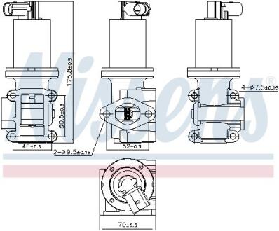 OPEL клапан EGR Astra H, Signum, Vectra C, Zafira B 1.9CDTI 04-, Fiat, Alfa Romeo 156, Lancia NISSENS 98180