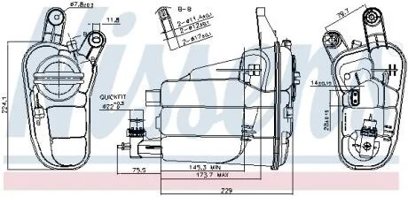 Бачок расширительный с крышкой AUDI A4 (07-) 1.8 TFSI/ Q5 (2009) NISSENS 996128
