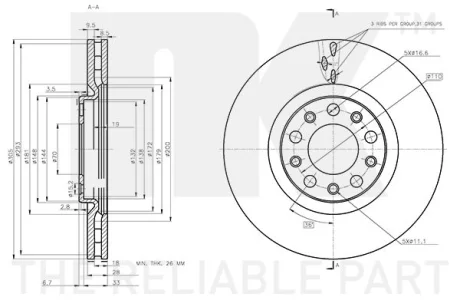 Диск гальмівний невентильований NK 312370