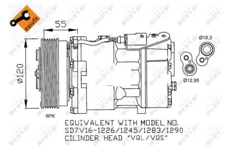 Компрессор кондиционера VW T5 1.9TDI 03- NRF 32255