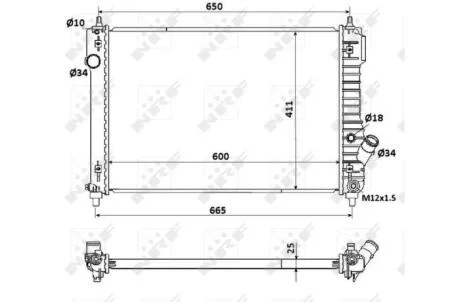 Радиатор, охлаждение двигателя NRF 53903