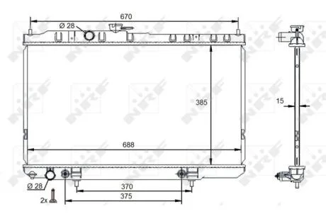 Радиатор охлаждения двигателя NISSAN Almera 03-2006, NRF 59100