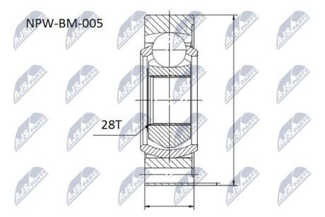Шарнир равных угловых скоростей bmw seria 5 e39, 26111229524 NTY NPW-BM-005