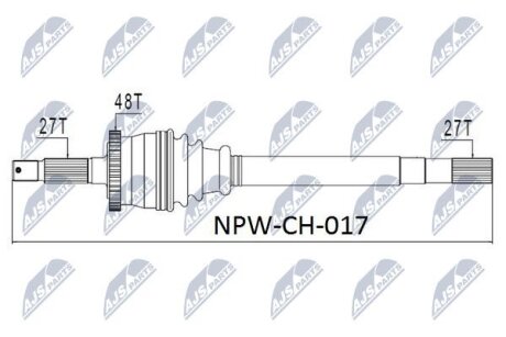 Полуось левая jeep grand cherokee 99-04 /лев/, 05012457aa NTY NPW-CH-017