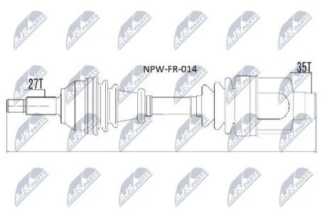 Піввісь приводу прав. Ford Mondeo 00-07 NTY NPW-FR-014